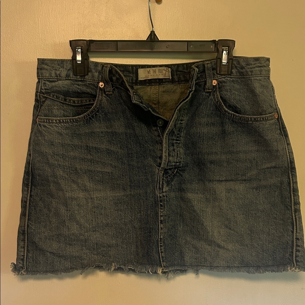 We The Free dark Blue Denim Mini Skirt. Y2K boho chic, resort wear